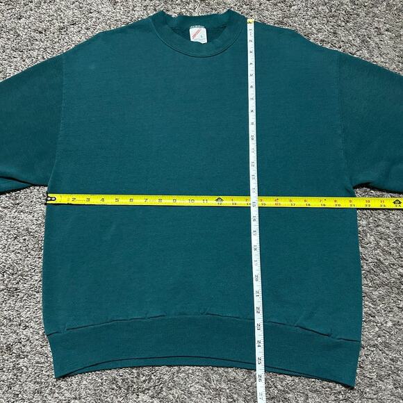 Vintage Blank Sweatshirt Crewneck Pullover 80s 90s Faded Green Medium - Picture 3 of 10